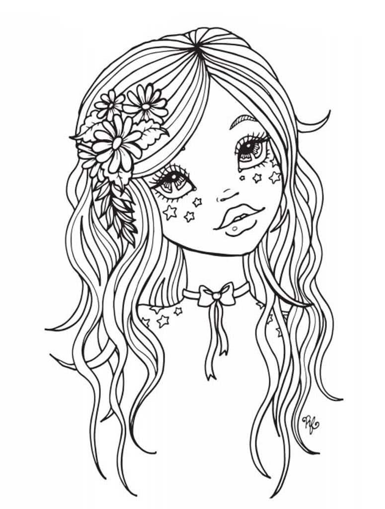 Девочка с цветами в волосах
