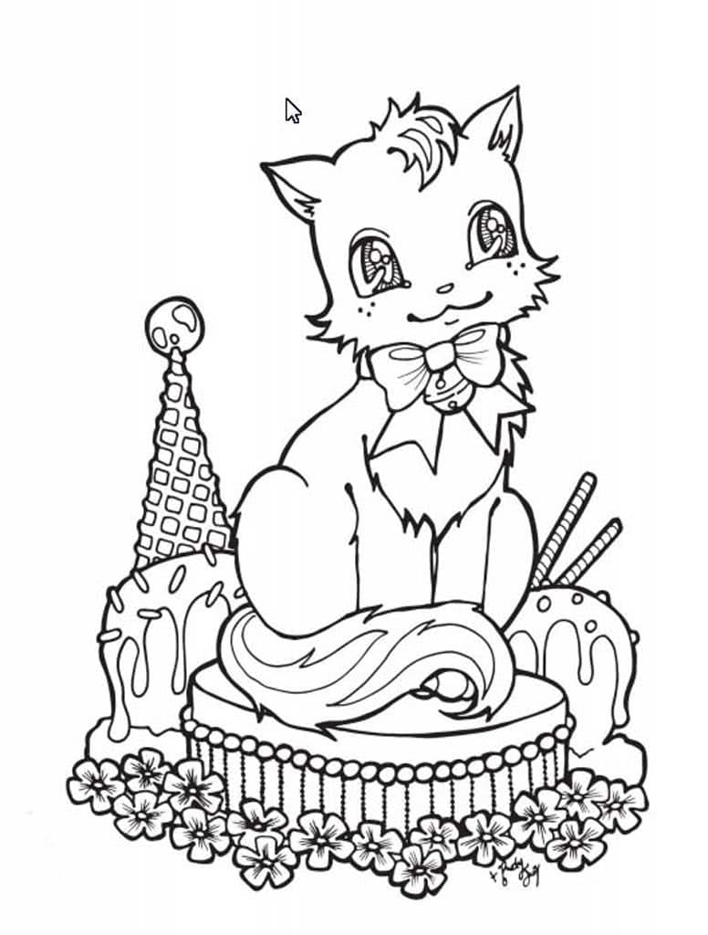 Кошка сидит на торте