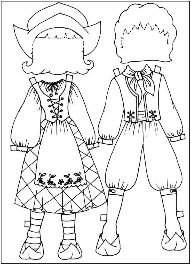 Одежда для кукол из бумаги французских крестьян