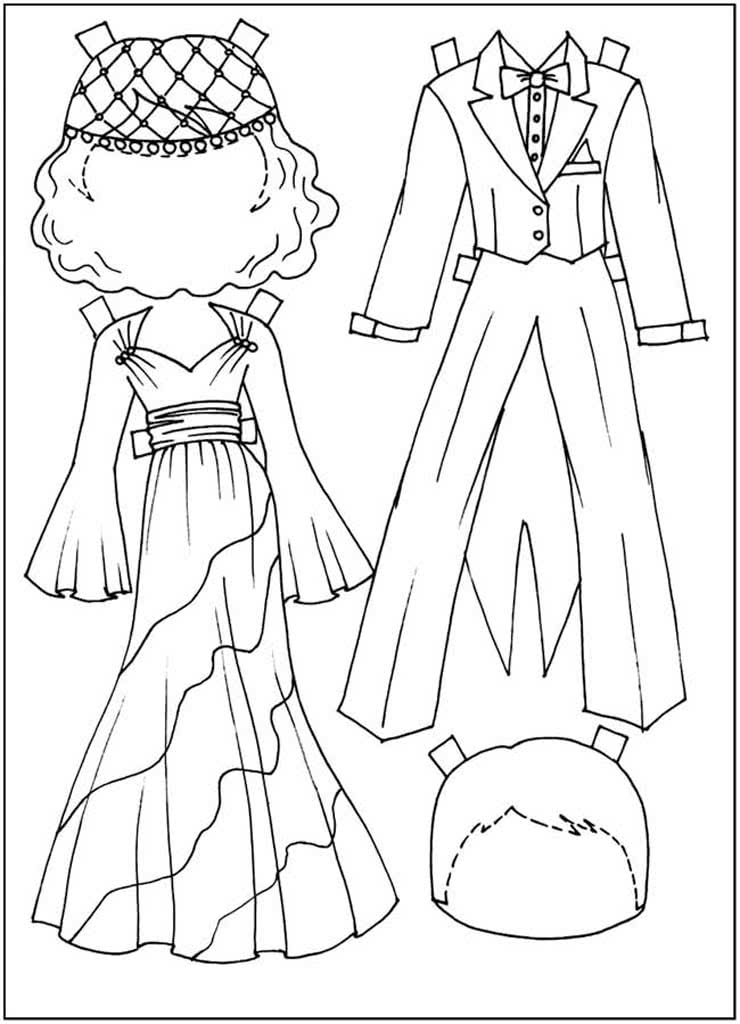 Платье и фрак для кукол из бумаги