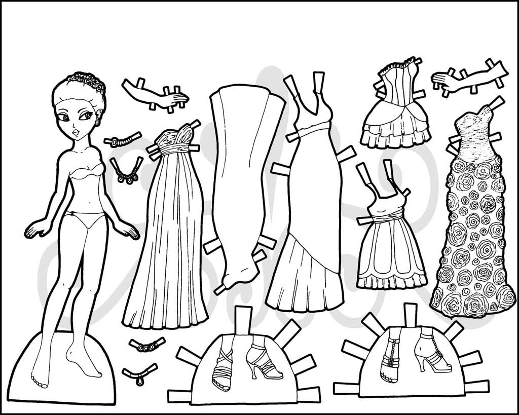Кукла для вырезания с набором платьев и украшений