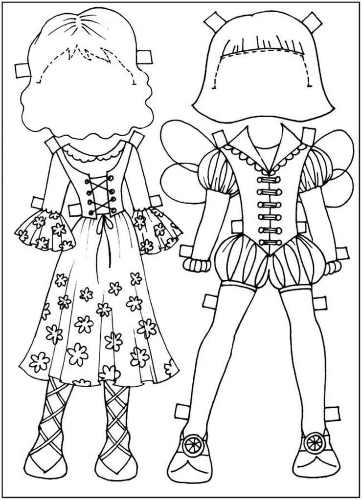 Одежда для бумажных кукол эльф и дюймовочка