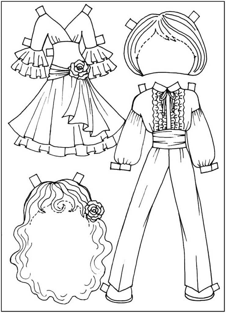 Испанский костюм для кукол из бумаги