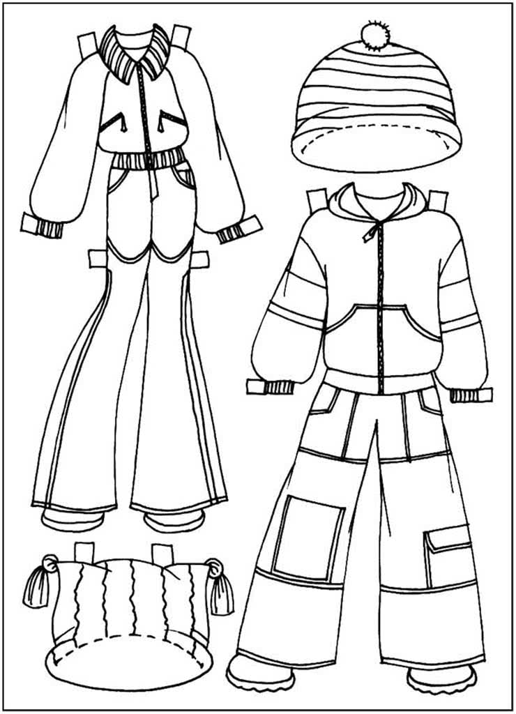 Зимний костюм для кукол из бумаги