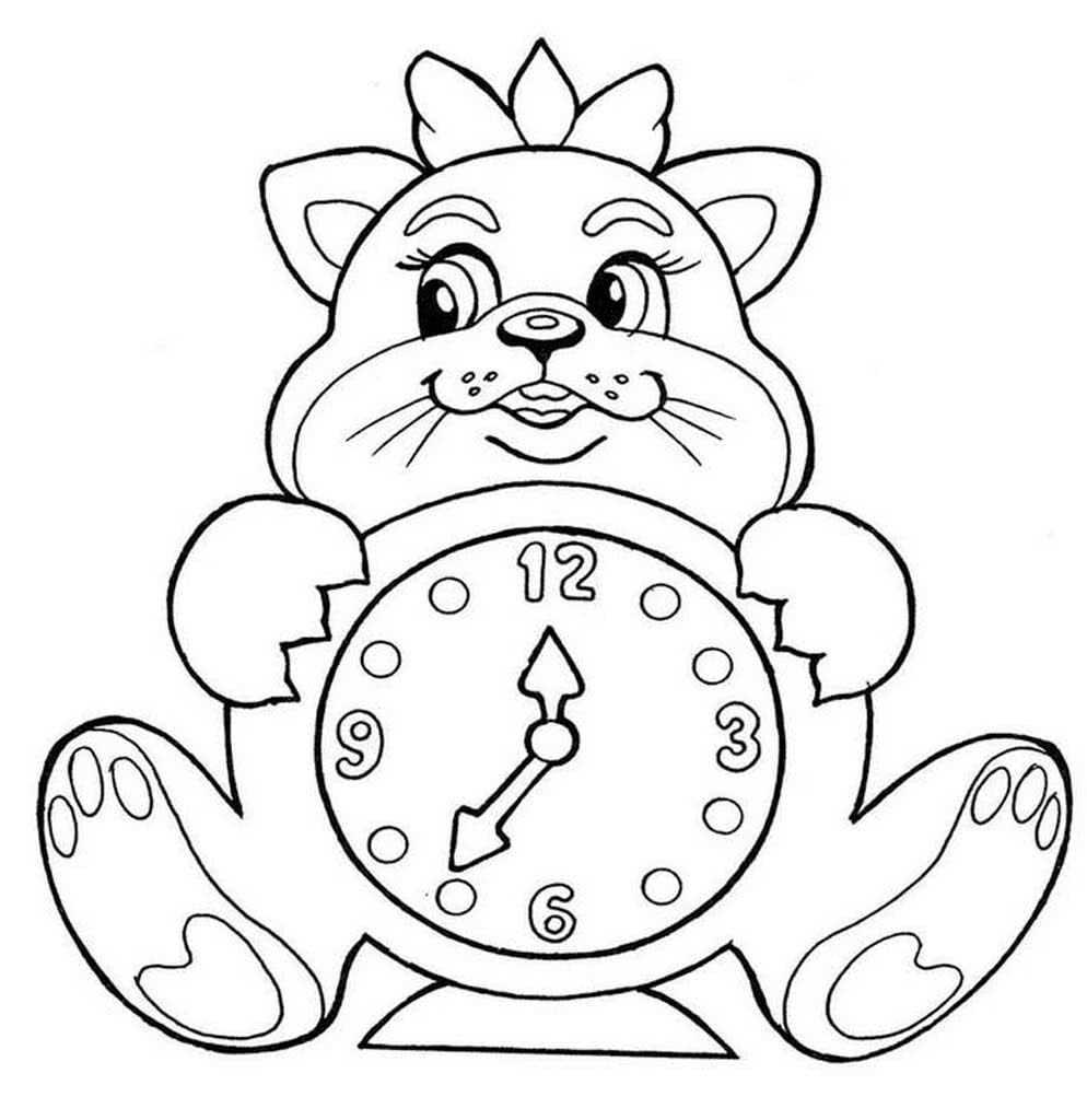Часы в форме кошки с бантом