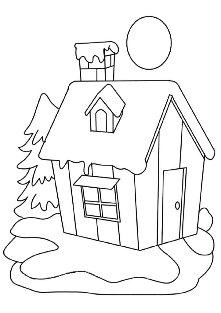 Зимний домик с елкой