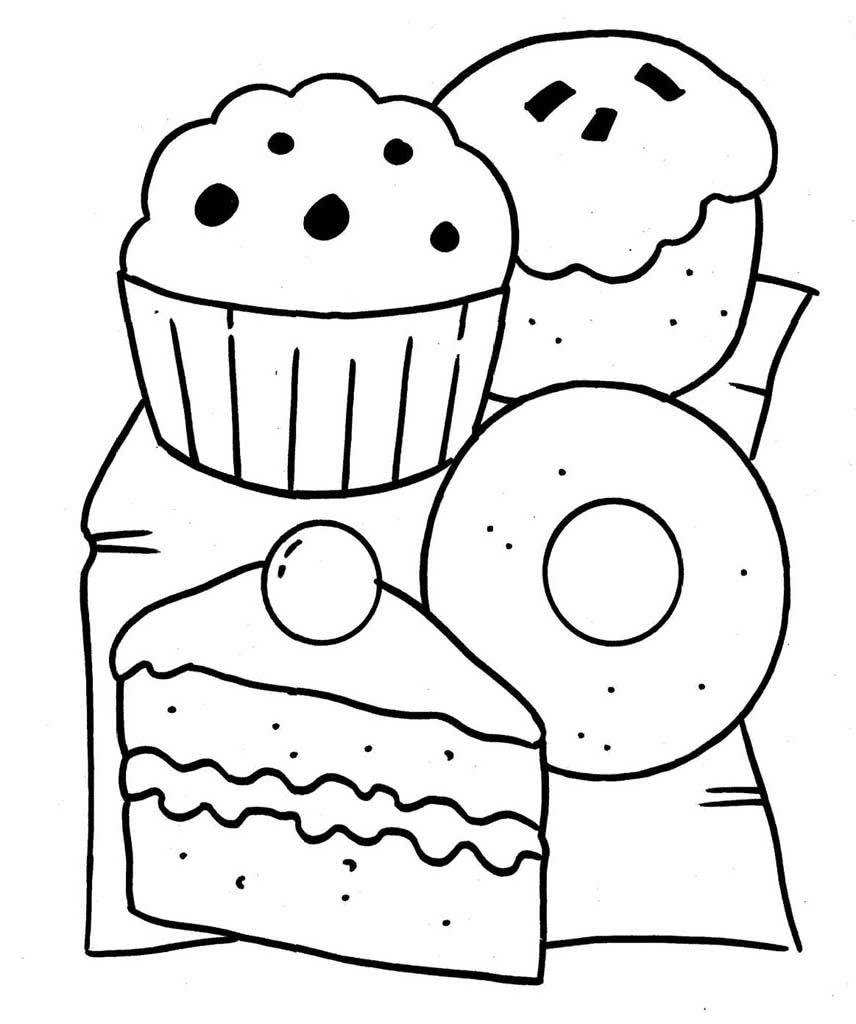 Кексы пончик и кусок торта