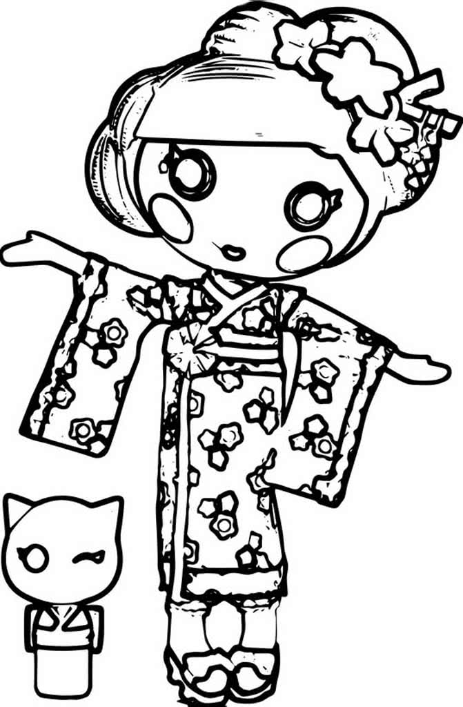 Куколка Лалалупси в костюме китаянки с кошкой