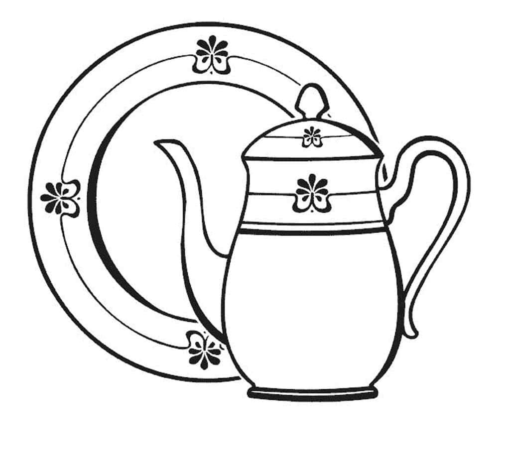 Чайник и тарелка с орнаментом