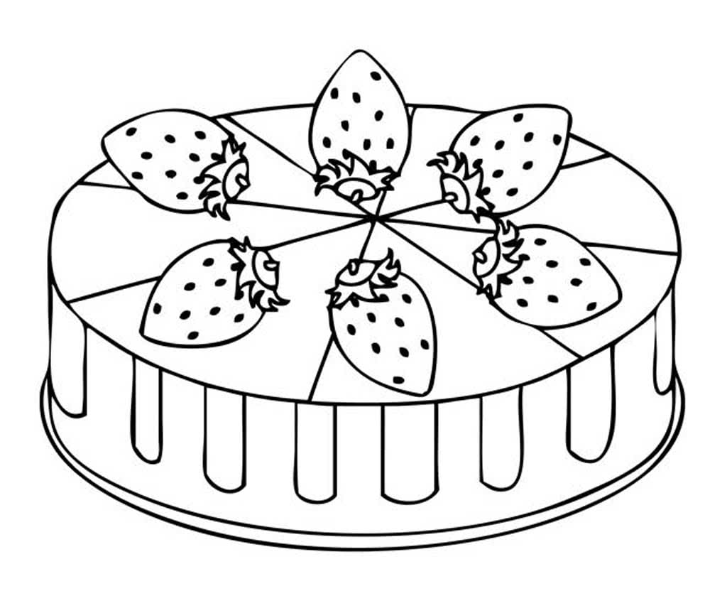 Разрезанный торт с клубникой