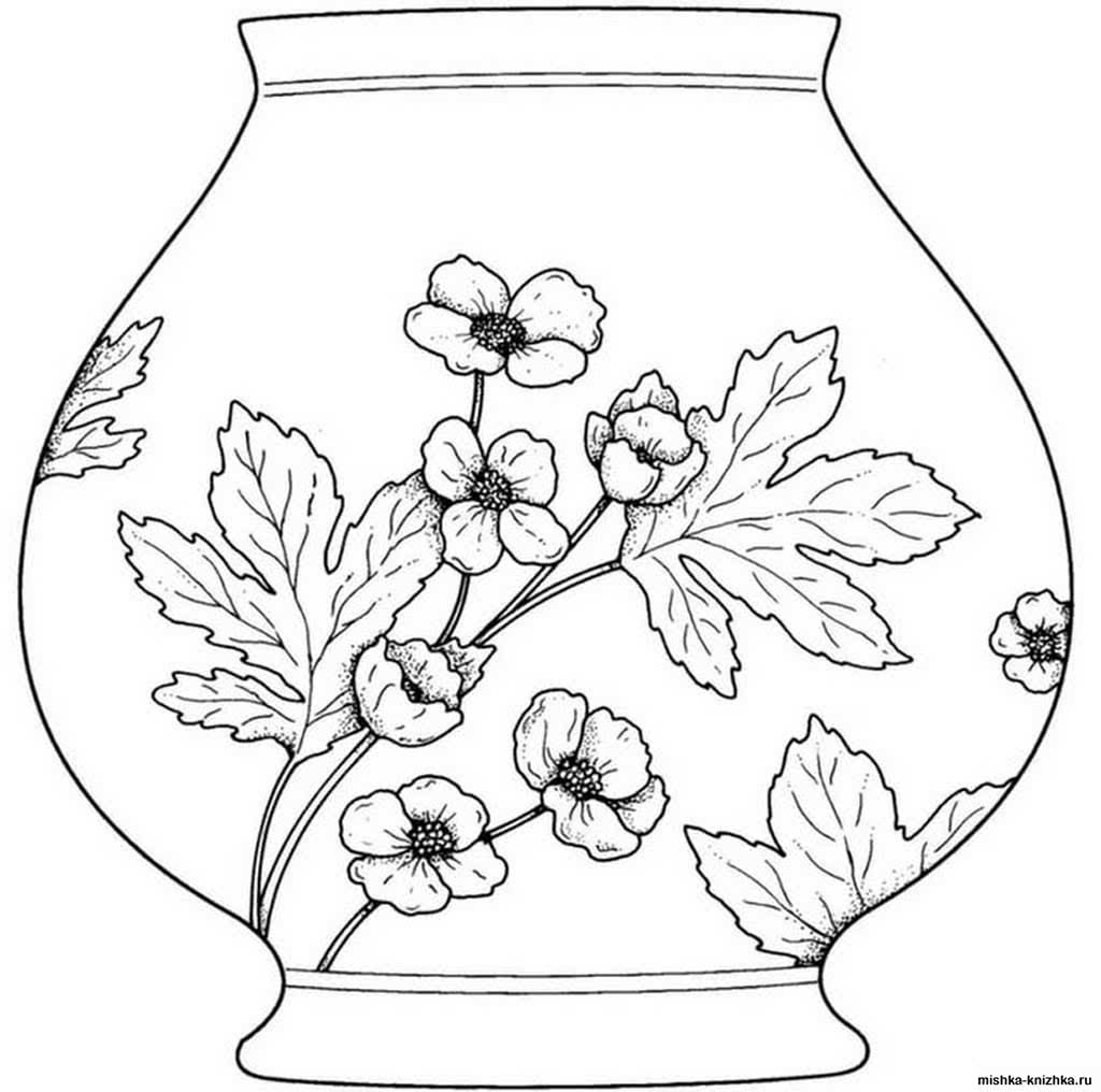 Пустая ваза с узорами из цветов