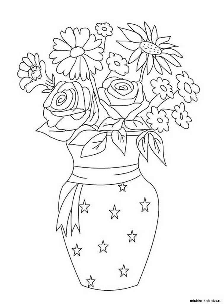 Цветы в вазе с лентой