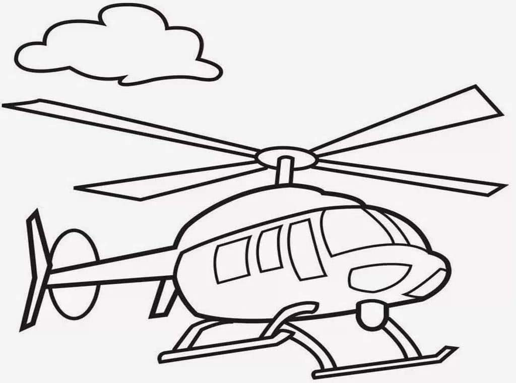 Вертолет на лыжах летит среди облаков