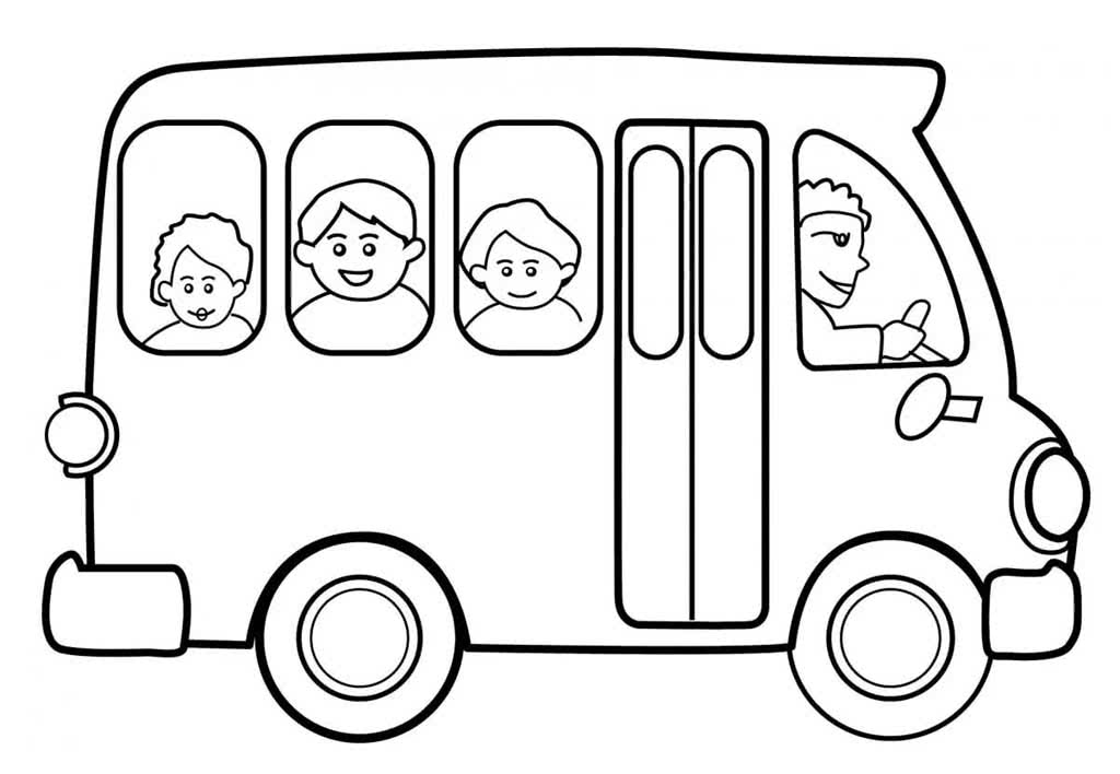 Распечатать раскраску автобус для пассажиров для детей бесплатно