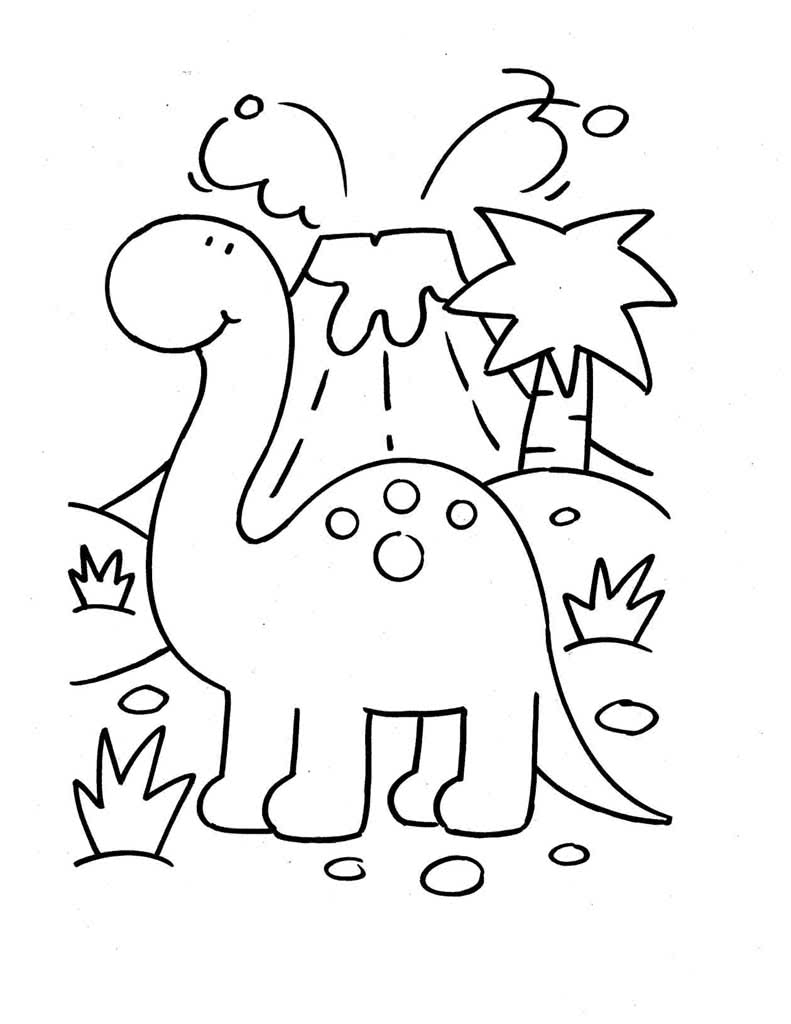 Динозавр у вулкана