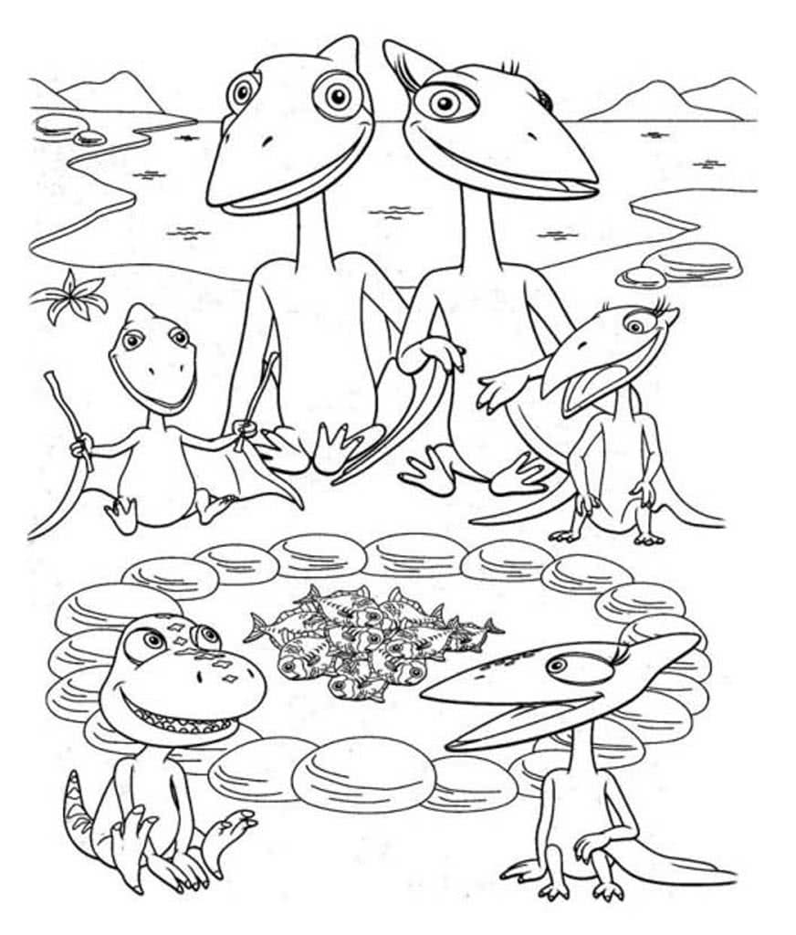 Семья динозавров за ужином