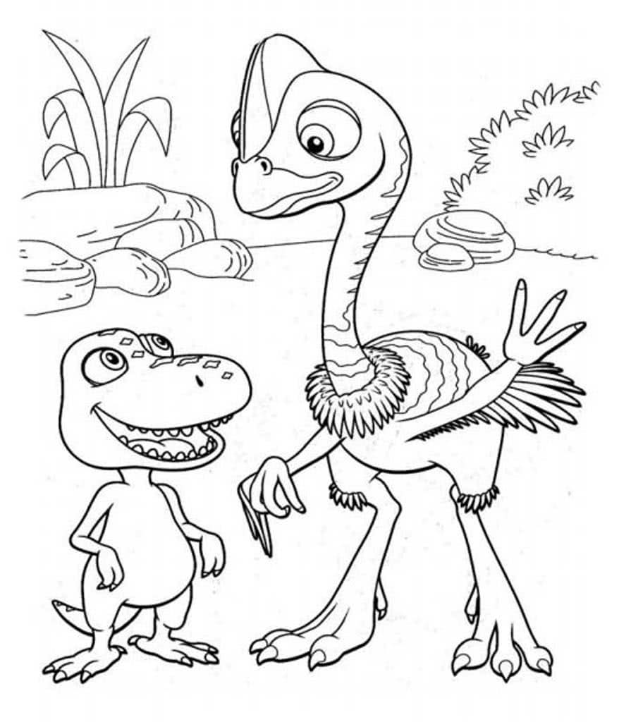 Маленький динозаврик и страус