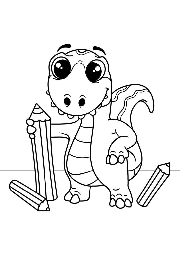 Динозаврик с карандашами