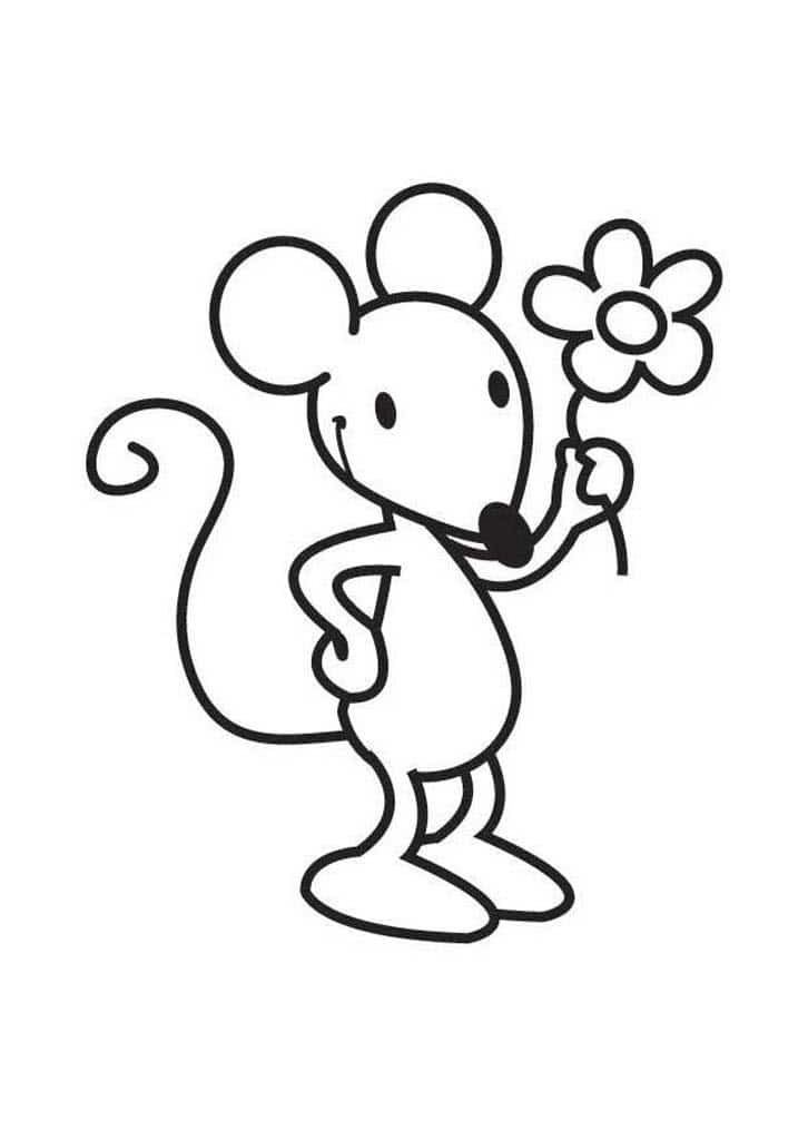 Мышка с цветком