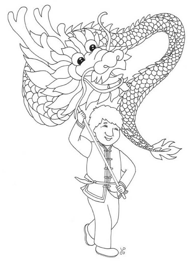 Мальчик с воздушным змеем в виде дракона