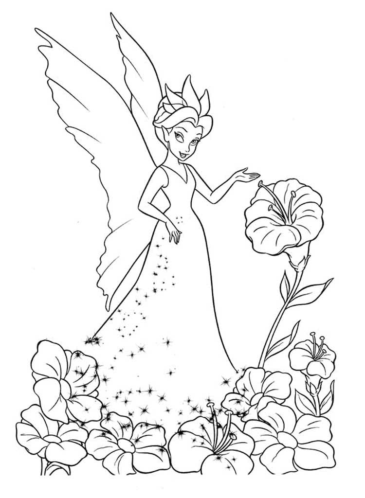 Королева фея стоит около цветка
