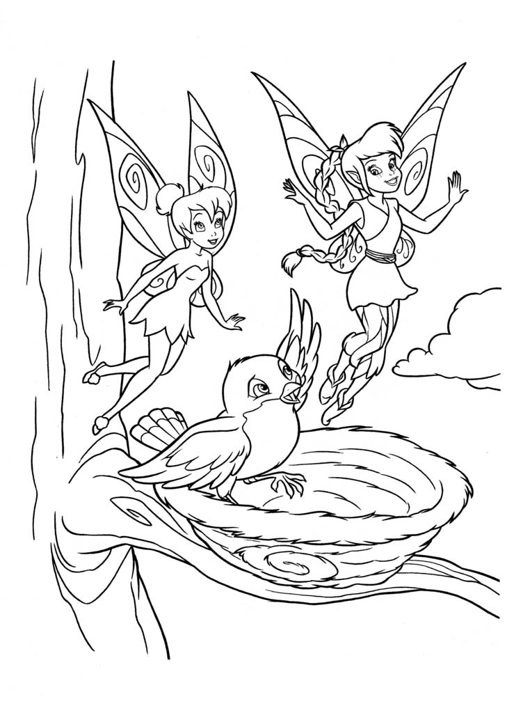 Две маленьких феи с птичкой в гнезде