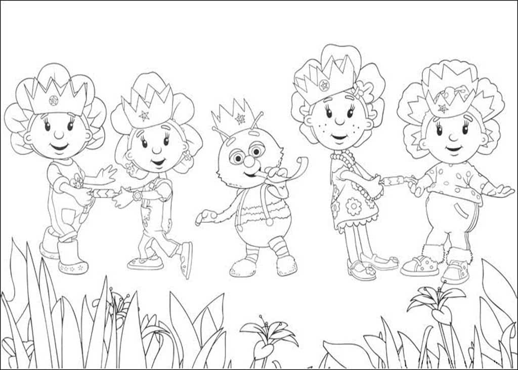 Фифи и цветочные малыши на травке с короной