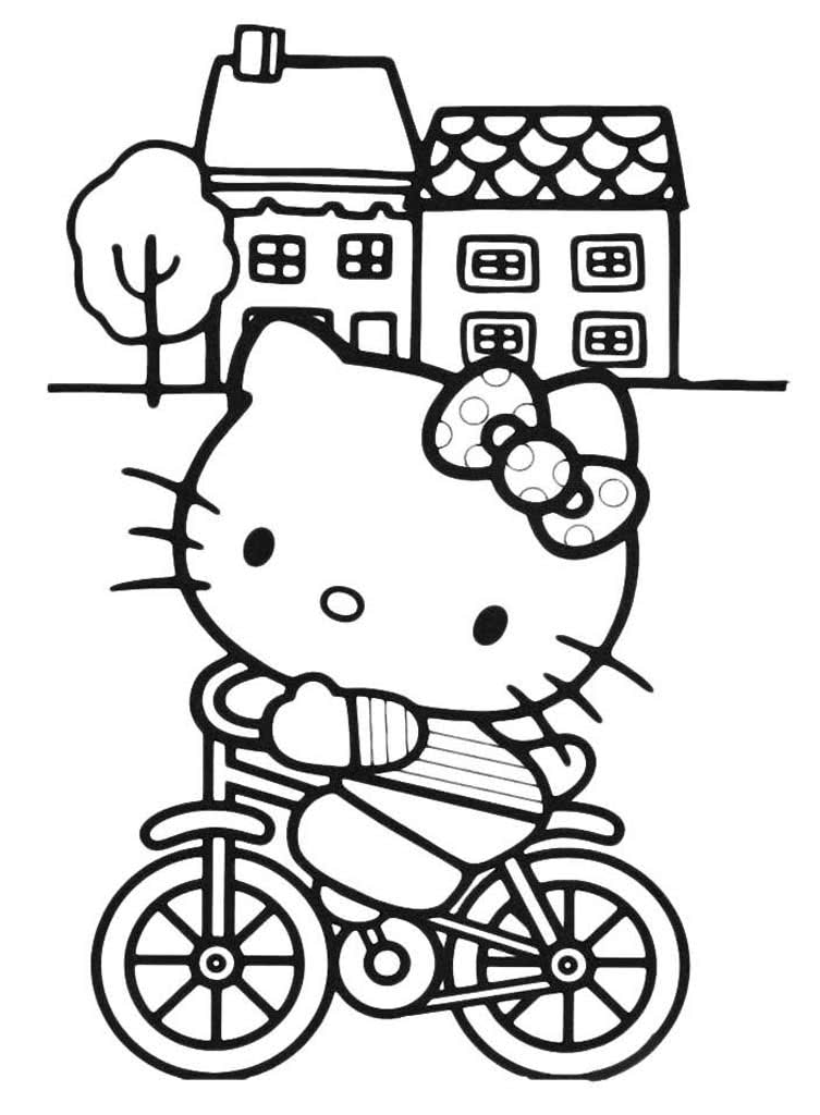 Хелло Китти катается на велосипеде