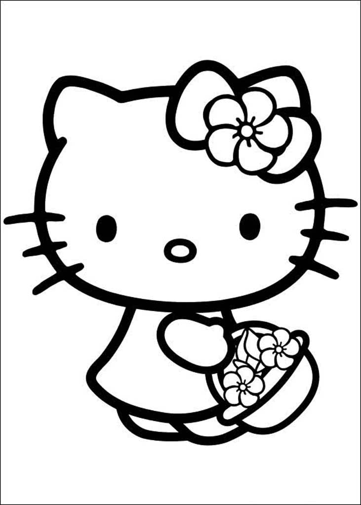 Хелло Китти с корзиной цветов
