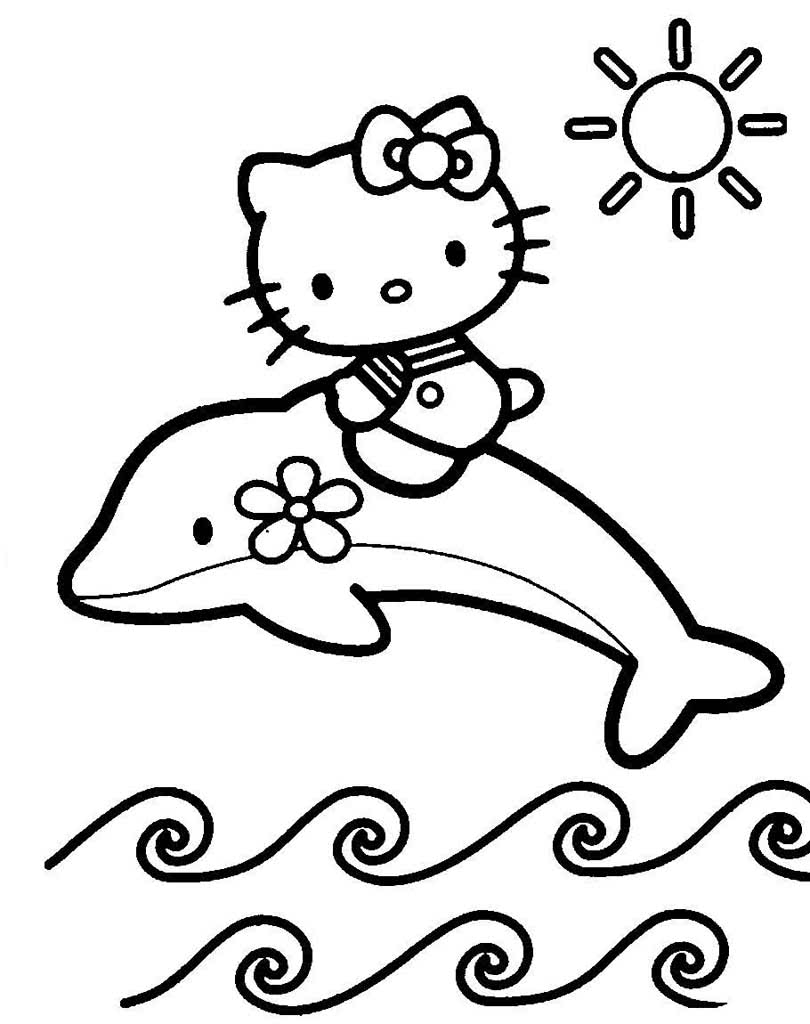 Хелло Китти сидит на дельфине