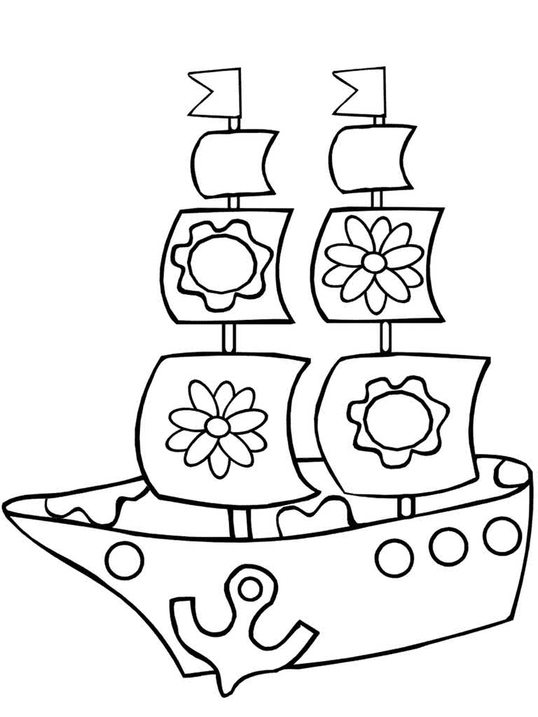 Корабль с парусами украшенными цветами