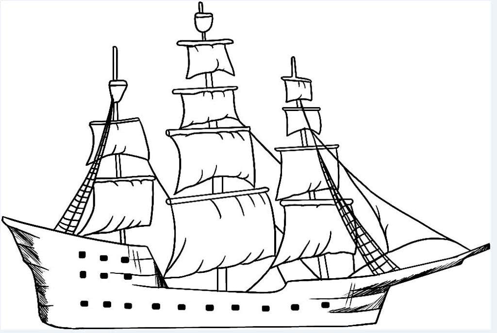 Корабль с тремя мачтами