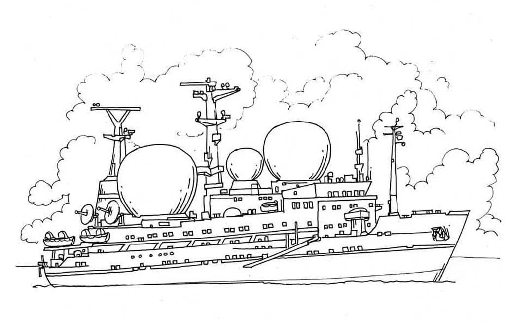 Корабль с военными установками