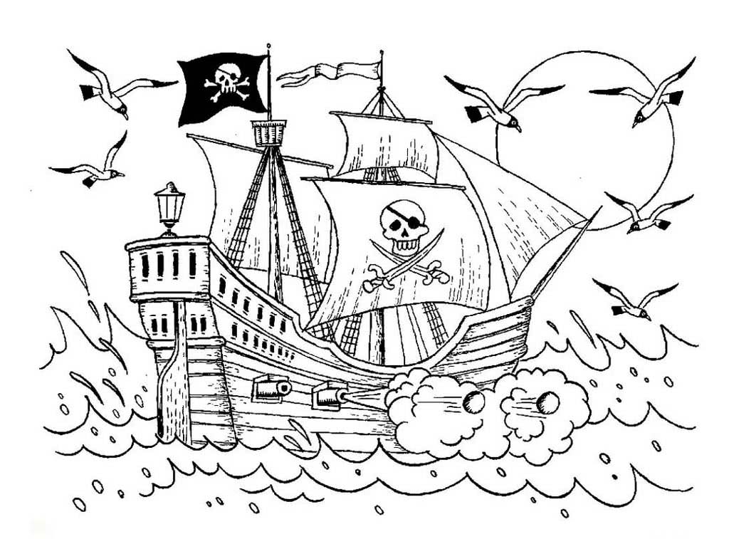 Пиратский корабль с чайками