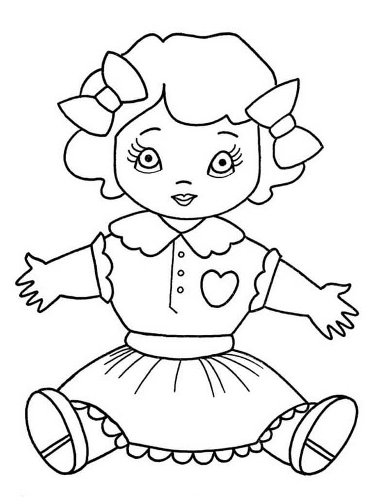 Кукла с двумя бантиками и платье с сердечком