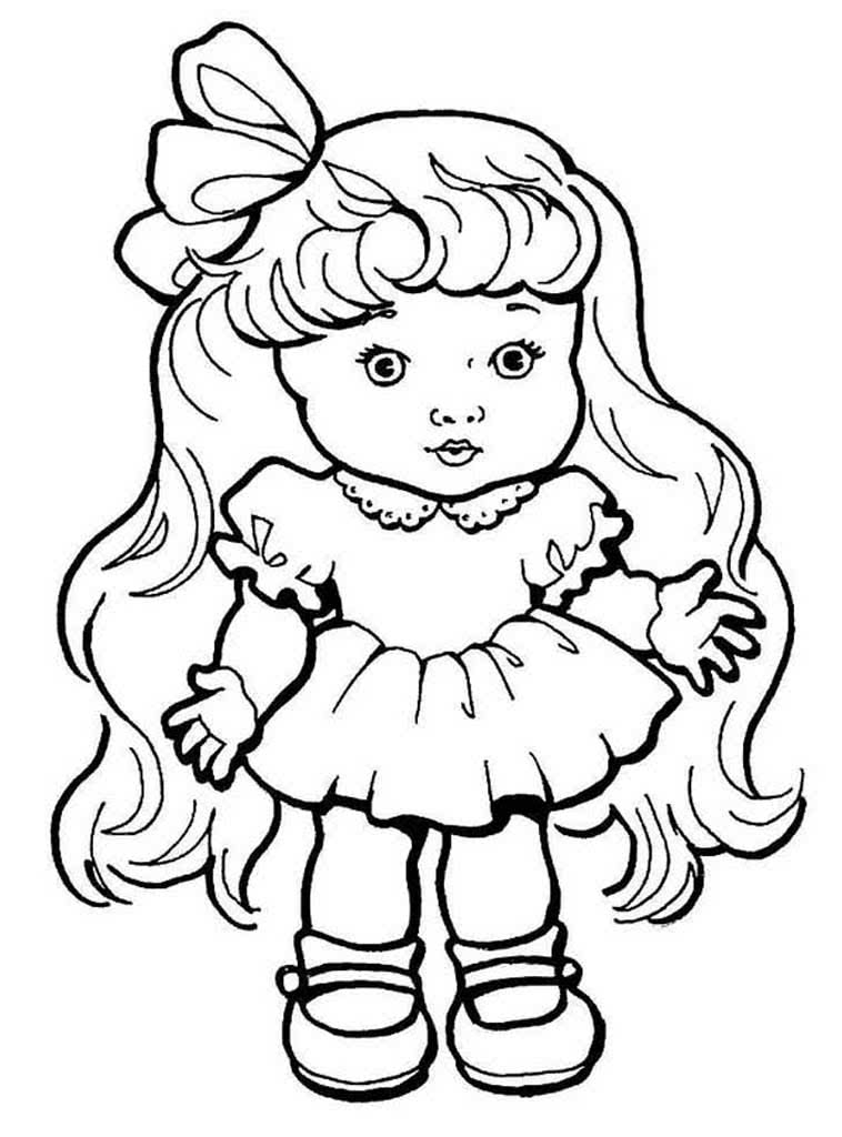 Кукла с длинными волосами и бантом