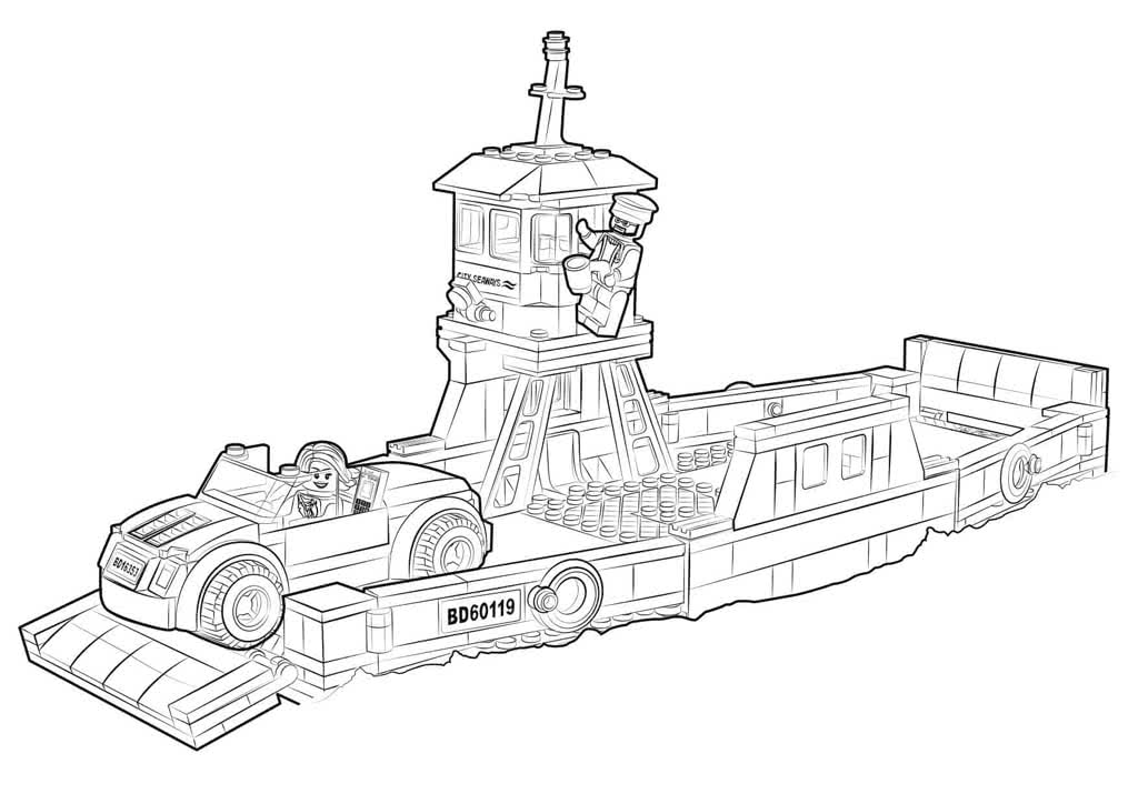 Грузовое судно с машиной лего