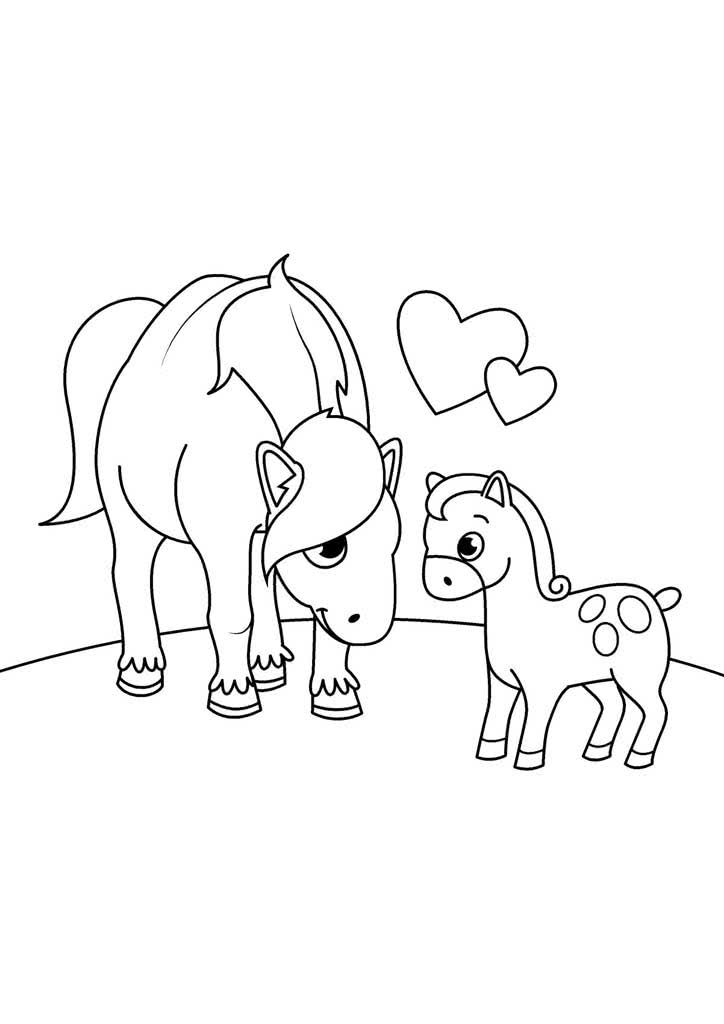 Лошадь с жеребенком и два сердечка