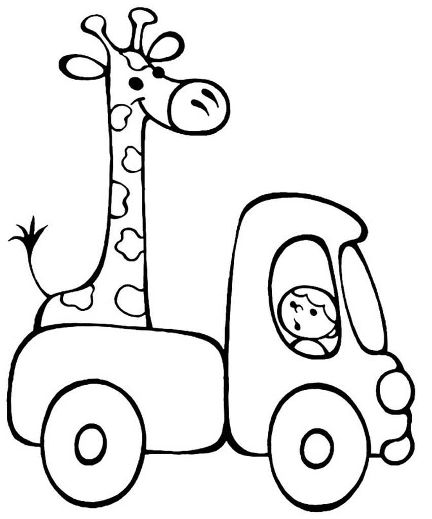 Машинка с жирафом и водителем