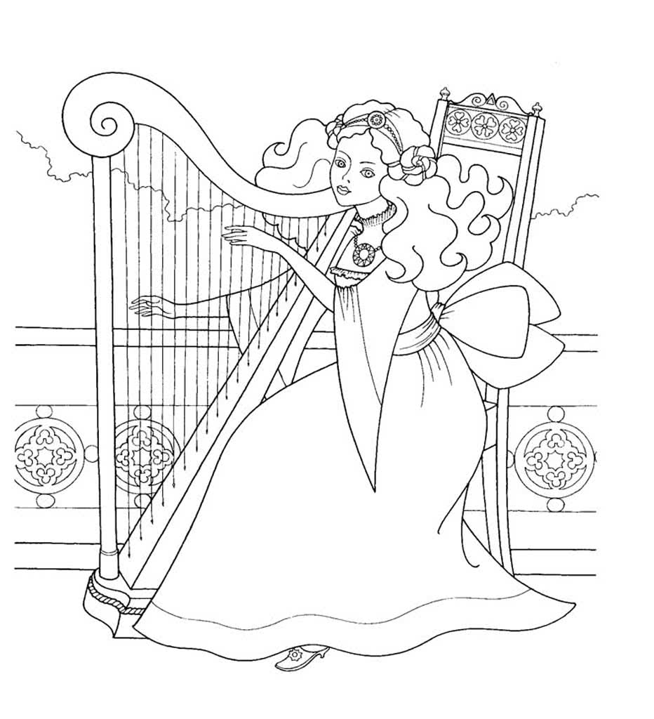 Девушка играет на арфе