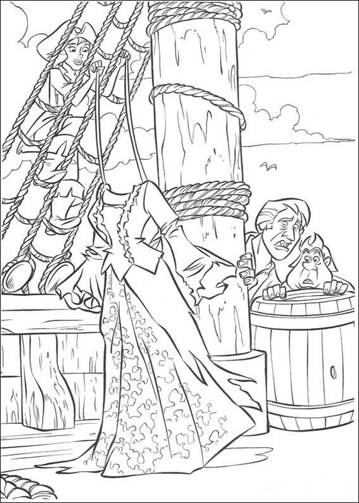 Элиз пугает пиратов на корабле