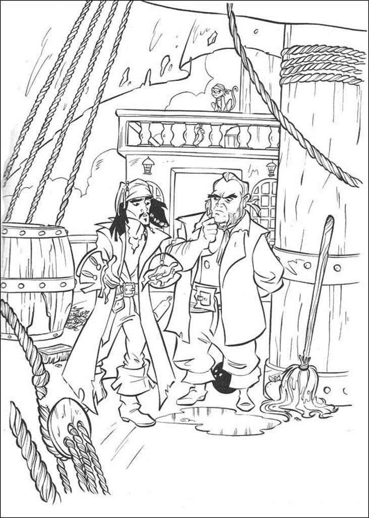 Джек Воробей с пиратом на корабле