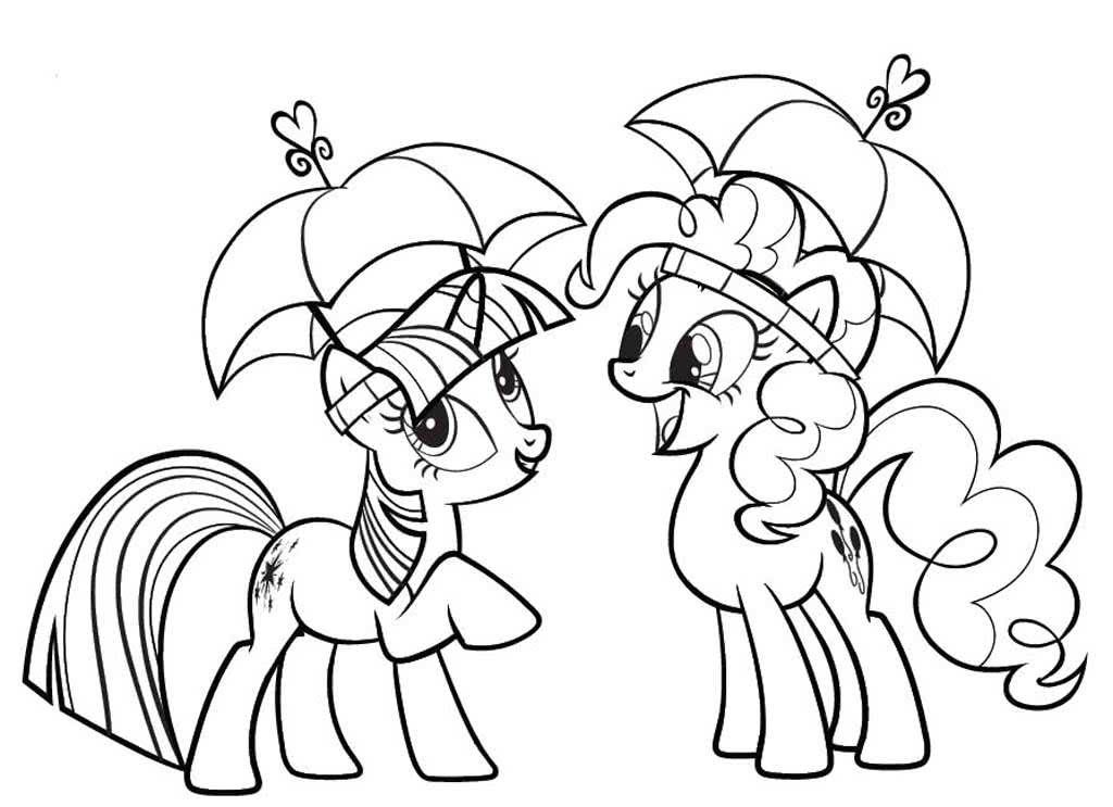 Два пони под зонтиками