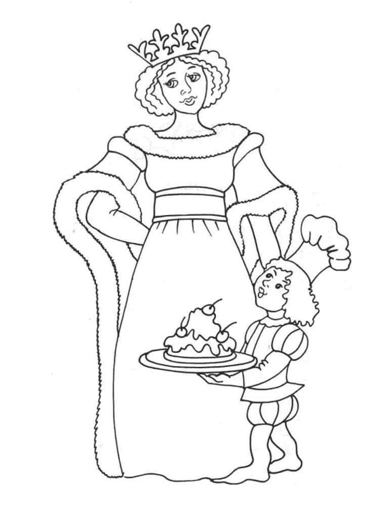 Принцесса и маленький поваренок с тортом