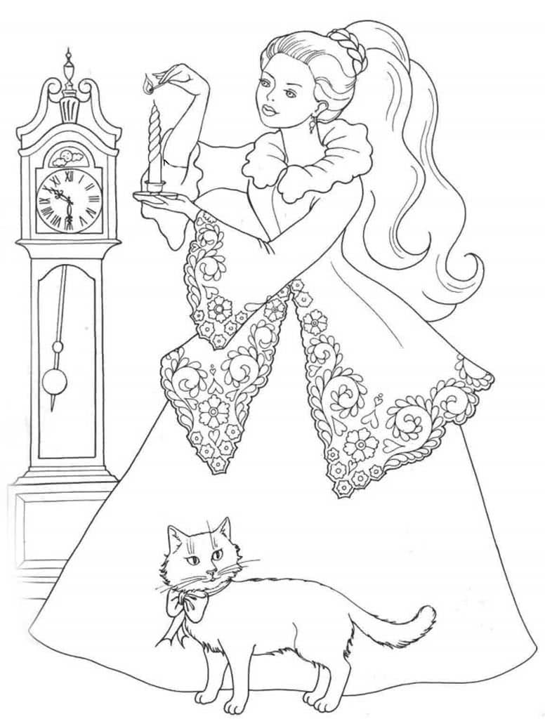 Принцесса со свечкой и милой кошкой