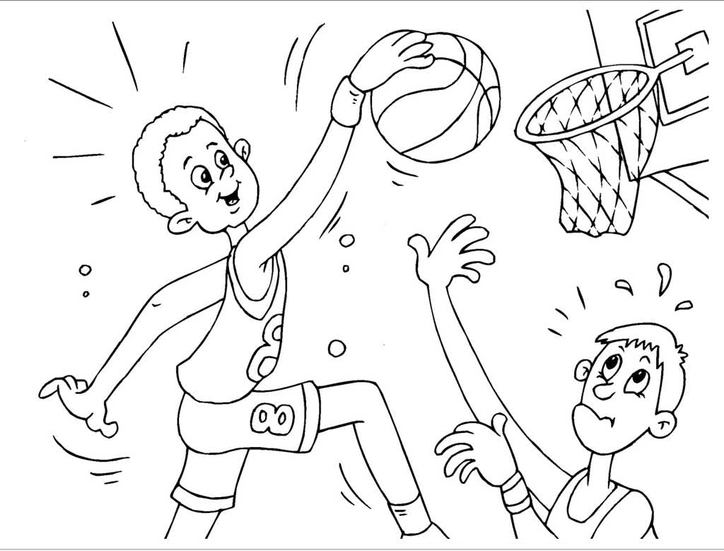 Два мальчика играют в баскетбол