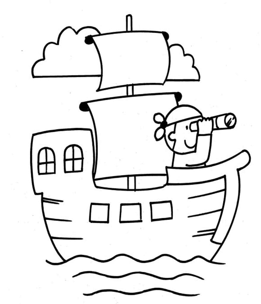 Корабль и матрос с подзорной трубой
