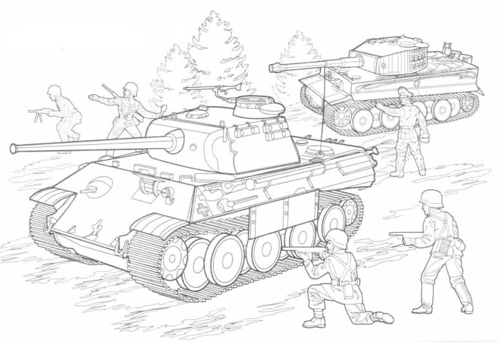 Два танка с солдатами и генералом