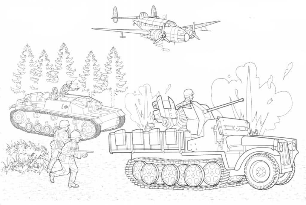 Раскраска танк для войны распечатать