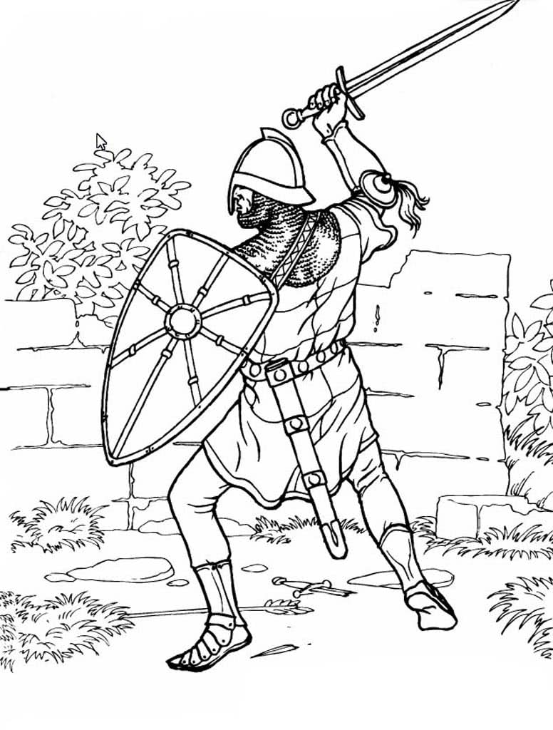 Рыцарь с щитом и мечом